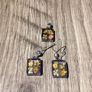 Sterling silver 925 earrings and pendant